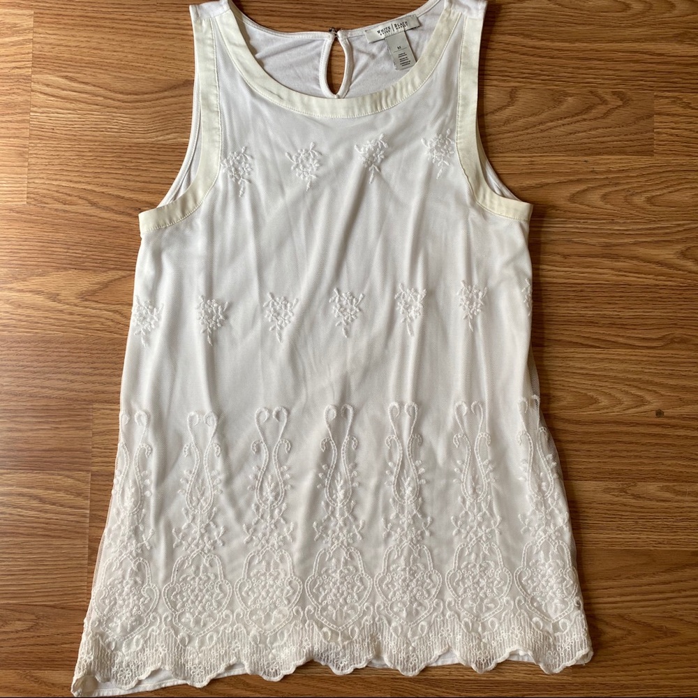 White House Black Market White Long Lace Tank